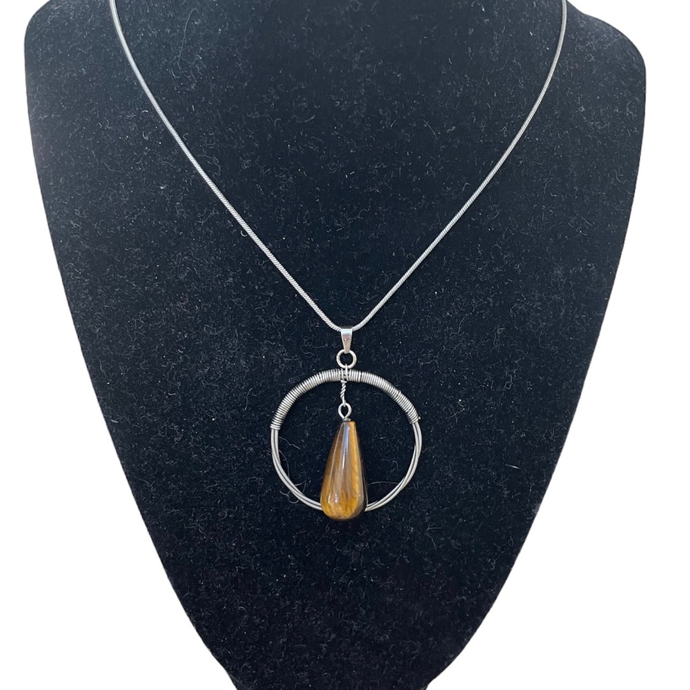 Recycled Guitar String Necklace with Tiger’s Eye